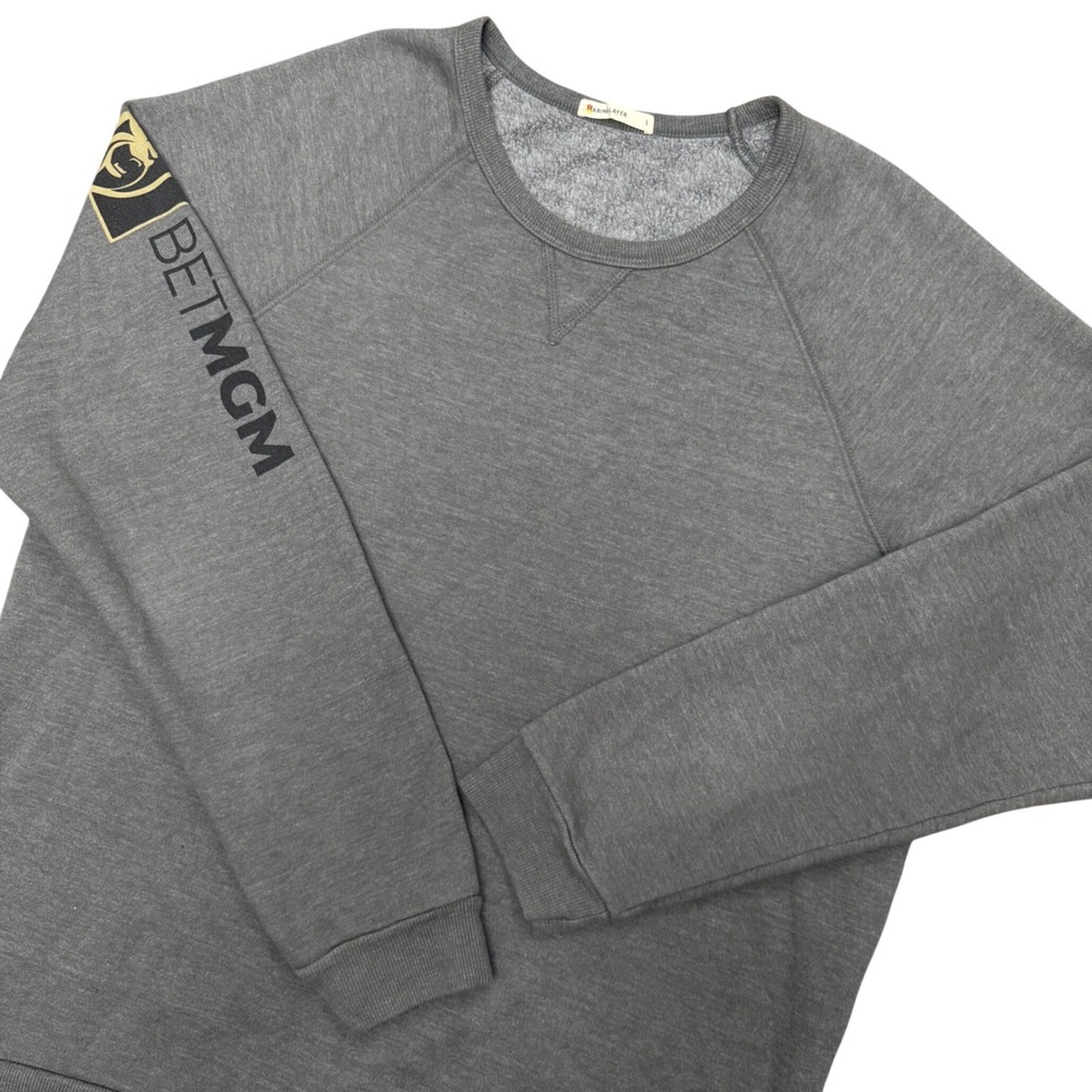 Marine Layer Sweatshirt Mens Large Gray BetMGM Sleeve Graphic Raglan Fleece